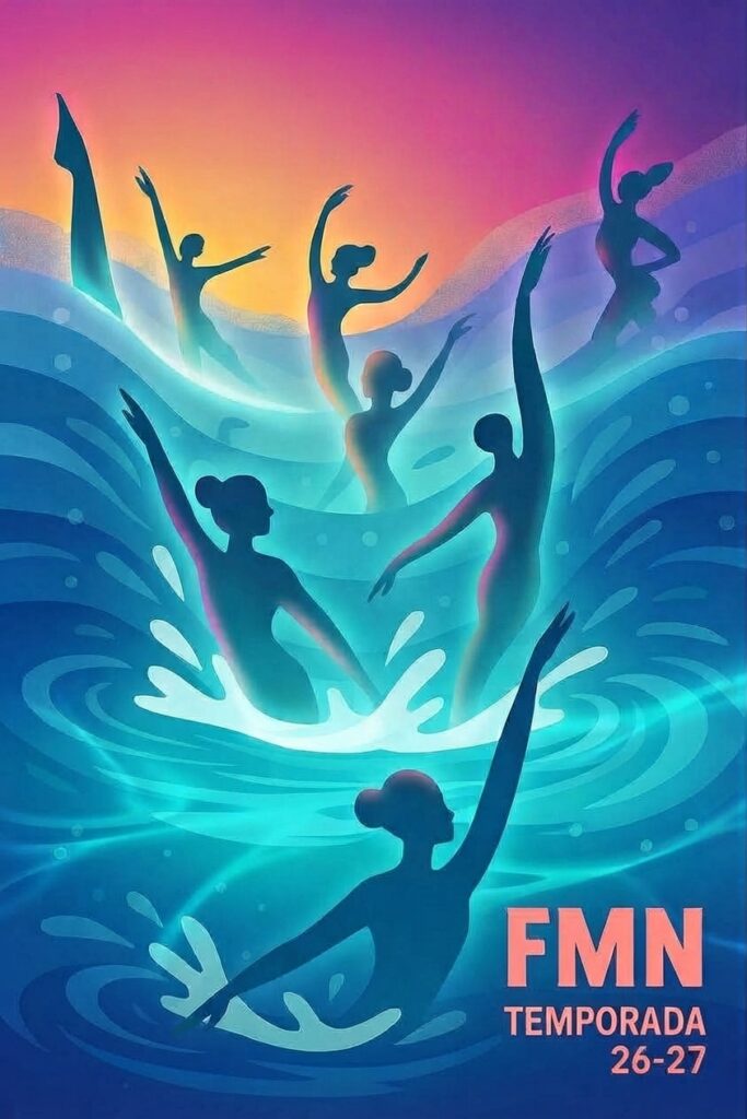 Cartel de la temporada 26-27 de natación artística de la Federación Madrid Natación